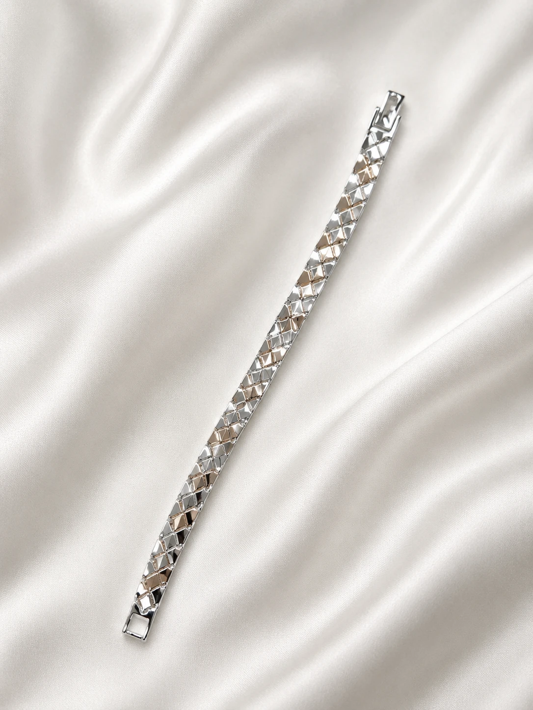 Two-Tone Diamond Link Silver Bracelet — 925 sterling silver bracelets