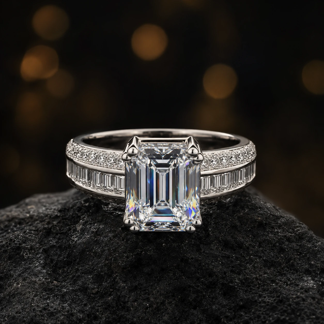 Regal Emerald-Cut 925 Silver Ring — 925 sterling silver rings