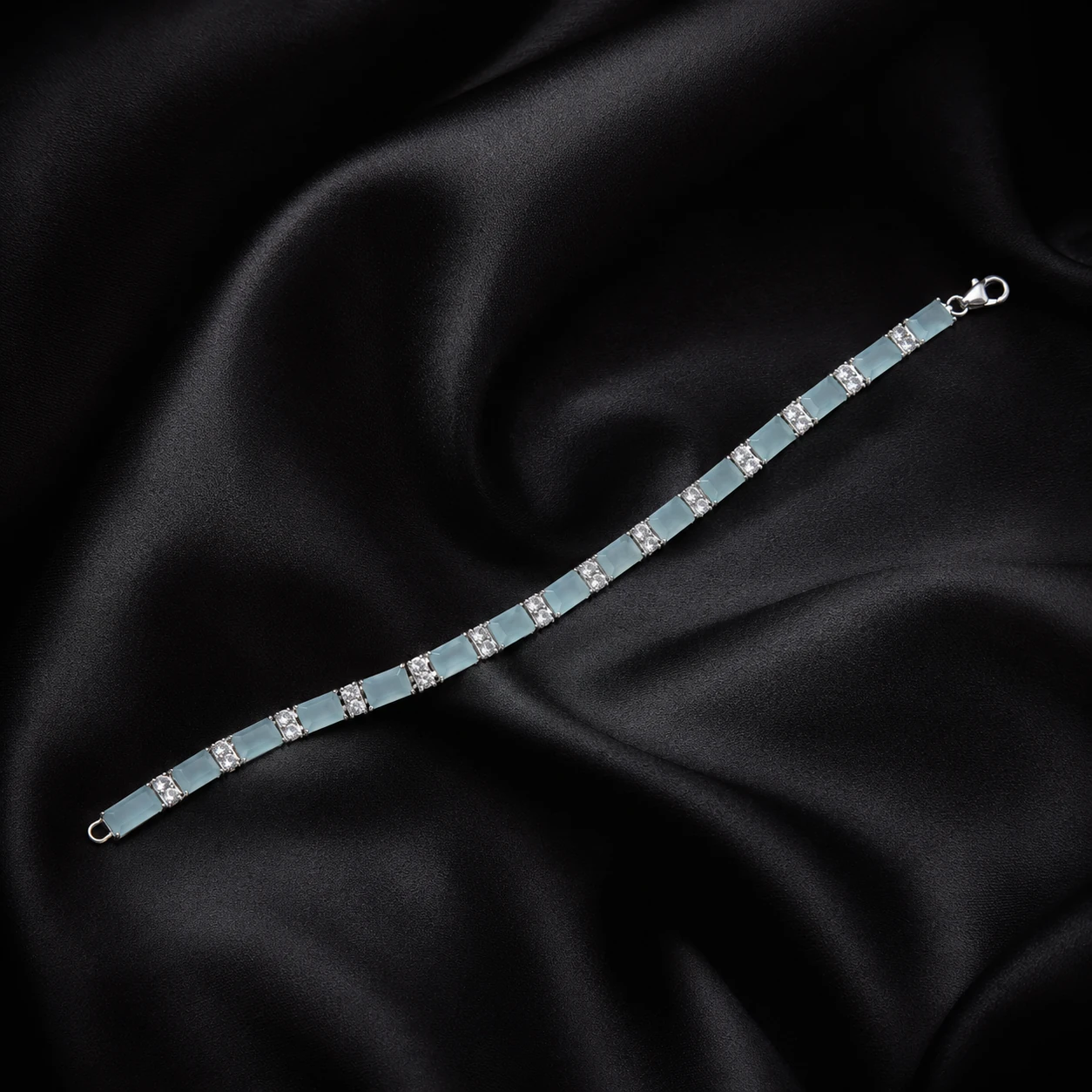Aqua Crystal 925 Silver Tennis Bracelet — 925 sterling silver bracelets
