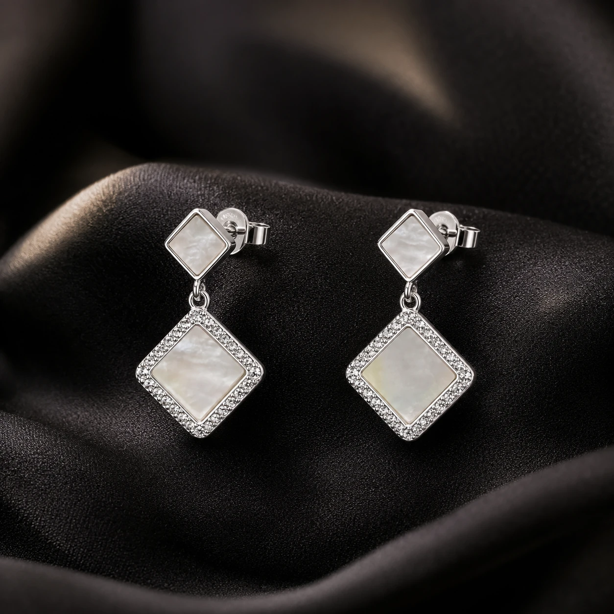 Luminous Mother-of-Pearl 925 Silver Drop Earrings — 925 sterling silver earrings