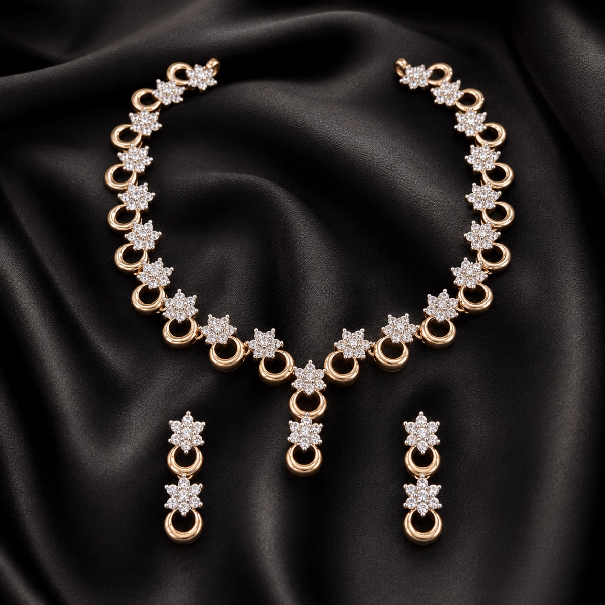Rosé Floral Loop Necklace Set — 925 sterling silver