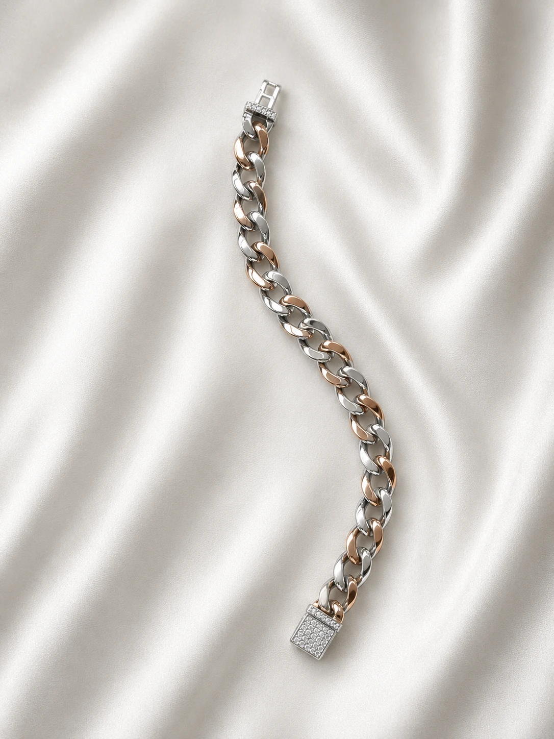 Two-Tone Cuban Link Silver Bracelet — 925 sterling silver bracelets