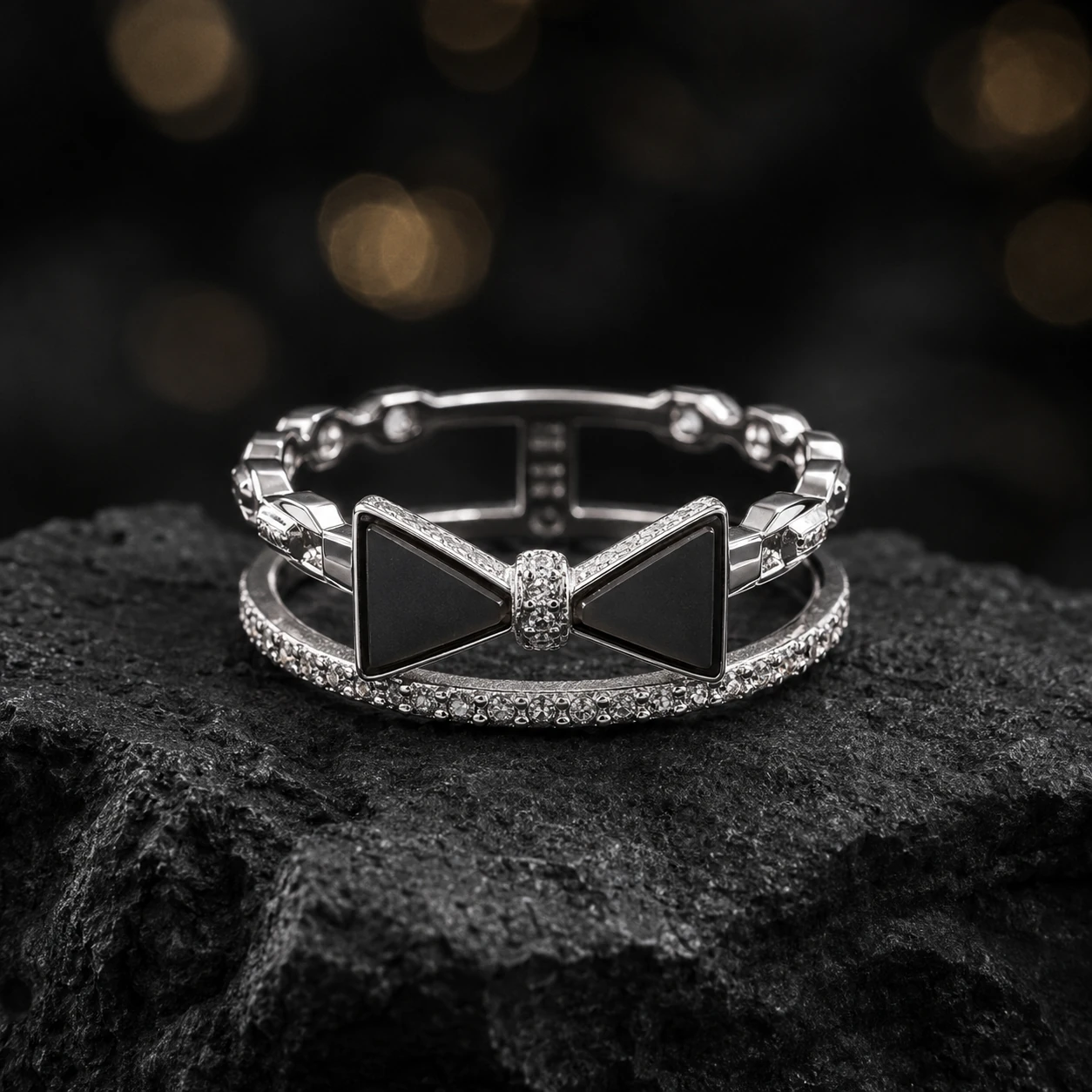 Midnight Bow 925 Silver Ring — 925 sterling silver rings